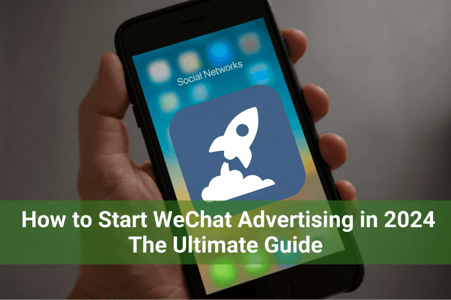 Advertising launch article cover with a neutral rocket symbol