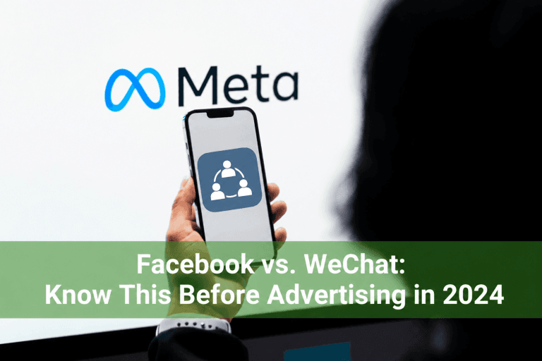 Facebook and WeChat comparison with a neutral audience symbol