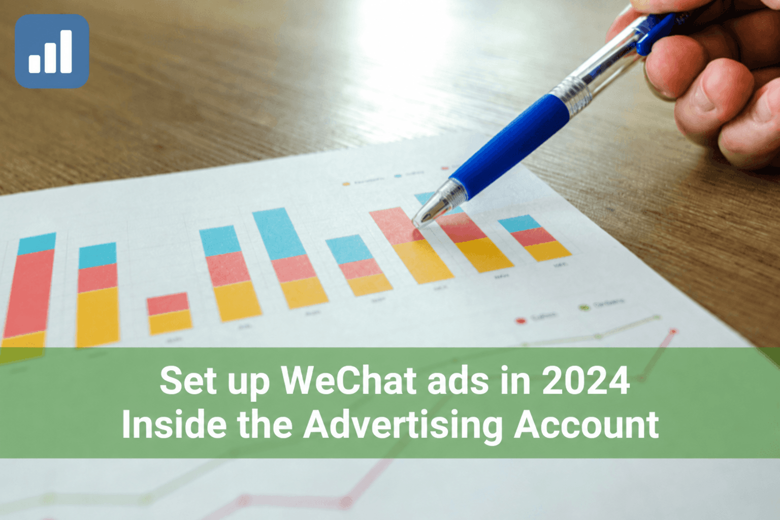 Advertising account article cover with a neutral chart symbol
