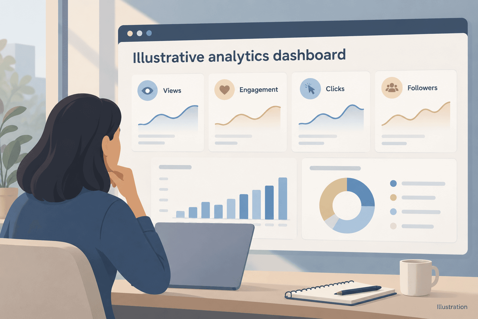 Illustrative campaign analytics dashboard without real data